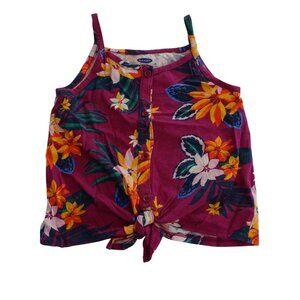 Old Navy Purple Floral Tie Front Tank Top Girls Size 5T Tropical Hawaiian